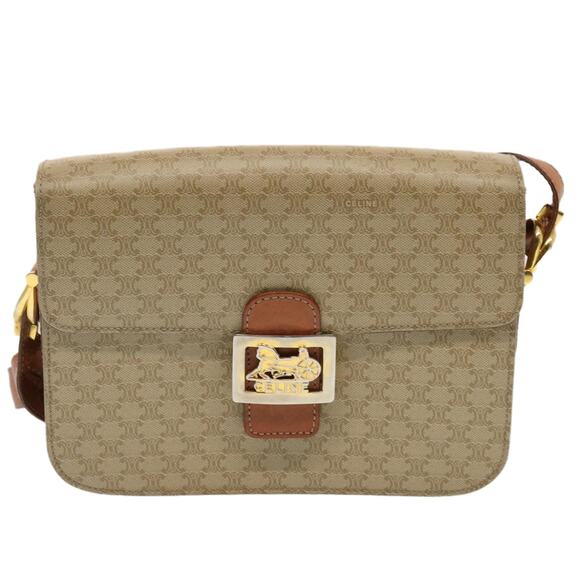 CELINE Macadam Canvas Shoulder Bag Beige - Picture 2 of 13